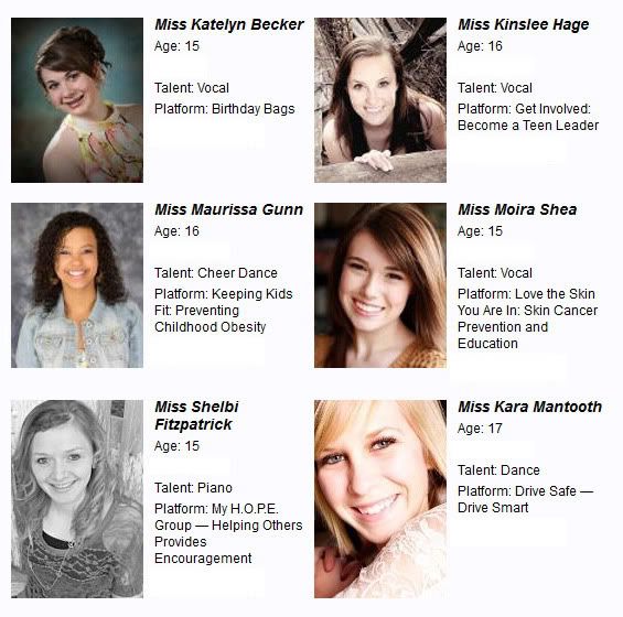 Miss Montana's Outstanding Teen 2012 Contestants