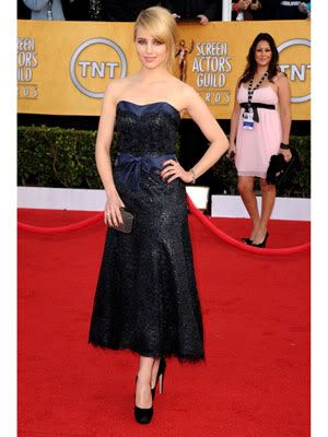 SAG Awards 2011 Red Carpet Fashion Styles Dianna Agron in a tea-length gown