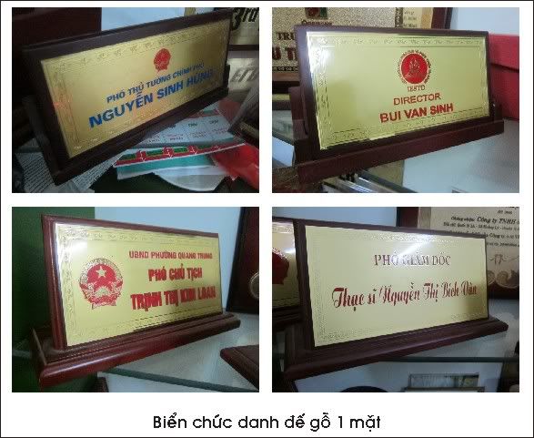 bien chuc danh de go, biển chức danh đế gỗ