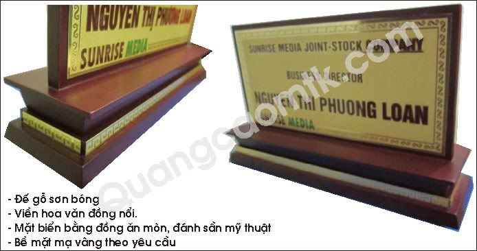 bien chuc danh de go, biển chức danh đế gỗ
