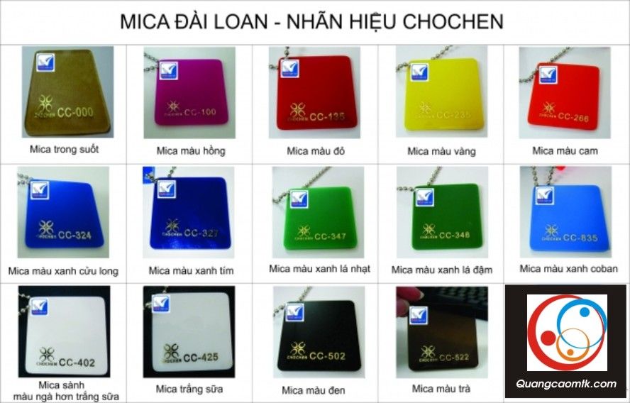 bang mau mica, mica Dai Loan, mau chu noi mica