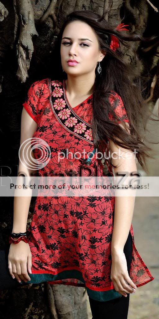 Victorious Red Kurti Fashionable Indian Tunic KSKD177A  