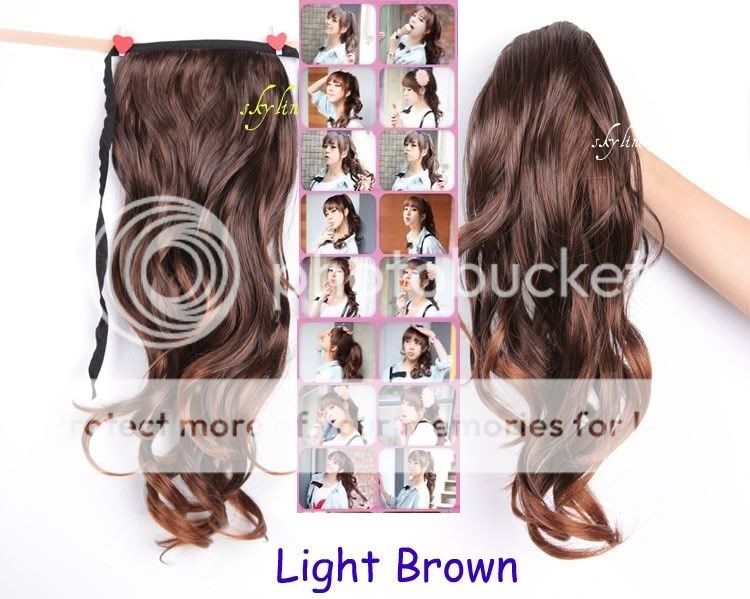 Long Wavy Curly Ponytail Pony Hair Wig Light Brown(USA Seller)  