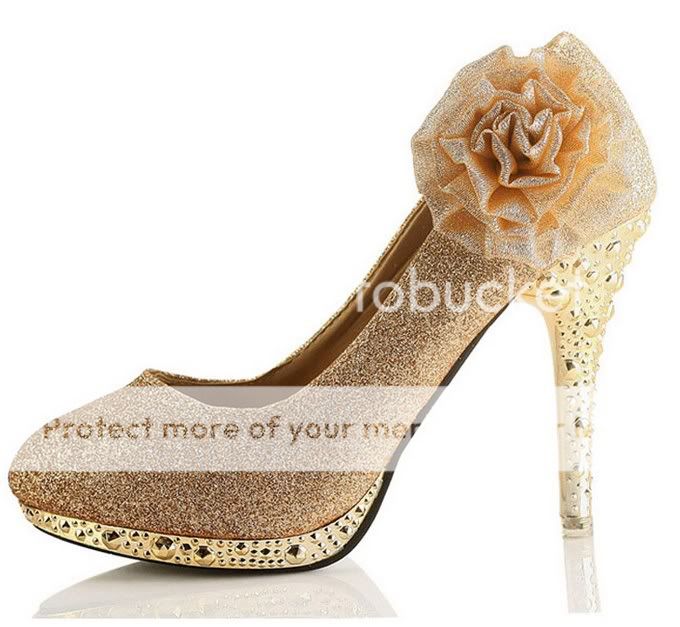 Luxus Blingbling Blume Abendschuhe Plateau Pumps High Heels Frauen