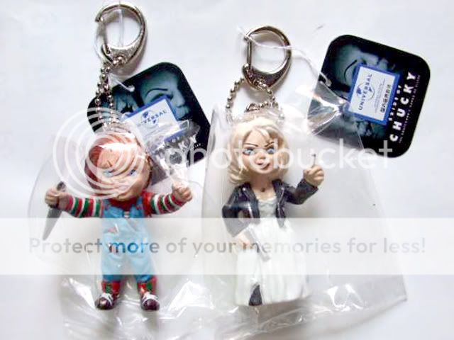 Child's Play Bride of Chucky Tiffany Doll Figure Key Chain Ring Pair Set New