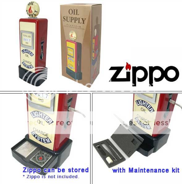 RARE Japan Zippo Oil Supply Stand w Maintenance Kit 1940 1950 Retro Vtg Style